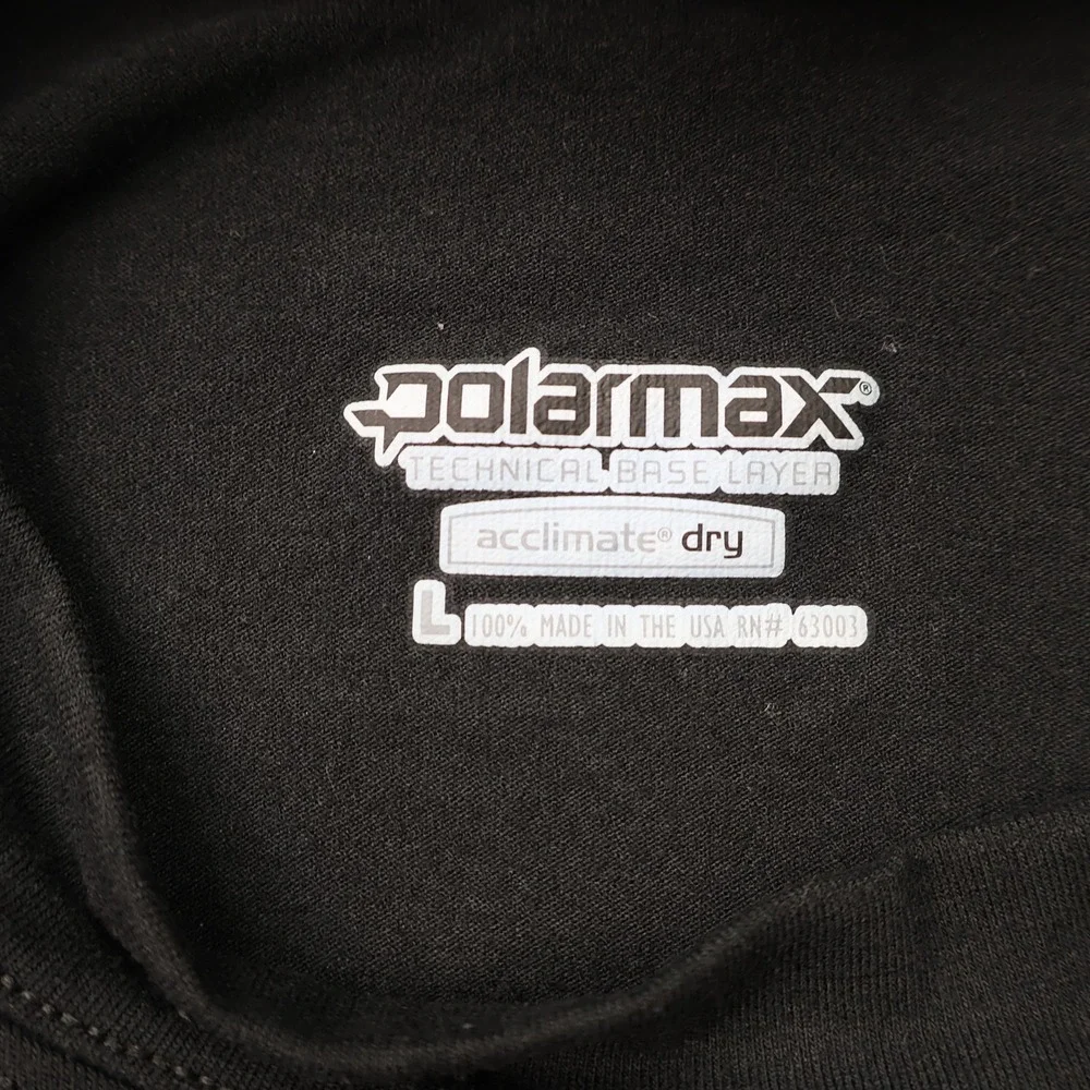 Polarmax Base Layer Top Mens Large Black Excellent Acclimate Dry Long Sleeve